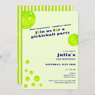 Invitation Preppy Pickleball Dink responsable fête d'annivers