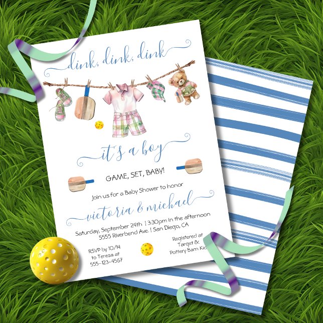 Invitation Preppy Pickleball Party Baby shower Dink (Créateur téléchargé)
