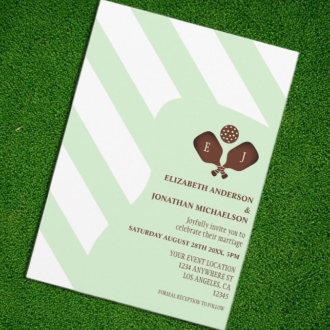 Invitation Preppy Pickleball Stripes Wedding (Créateur téléchargé)