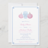 Preppy Pink & Blue Citrouille Girl Baby shower Par