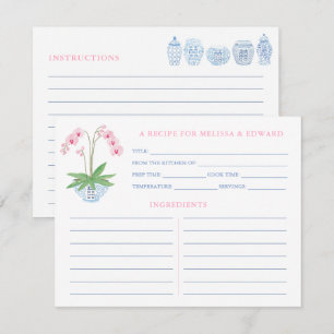 Invitation Préppy Pink Blue Orchid Fête des mariées Recette C