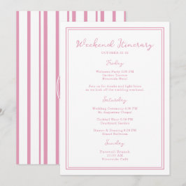 Invitation Preppy Pink Chic Wedding Weekend Itinerary Card