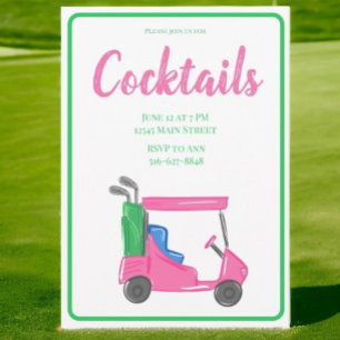 Invitation Preppy Pink Golf Part Cocktail Party