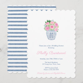 Invitation Preppy Roses de la marine rose Chinoiserie Wedding