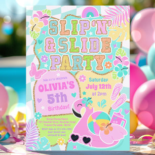 Invitation Preppy Slip N Slide Party Jote Girly Pool Annivers