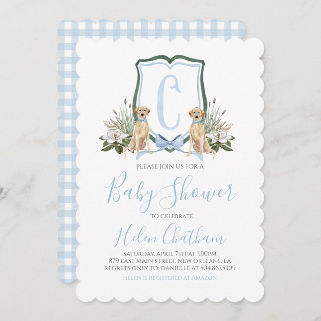 Invitation Preppy Southern Blue Boy Baby shower Chien (Créateur téléchargé)