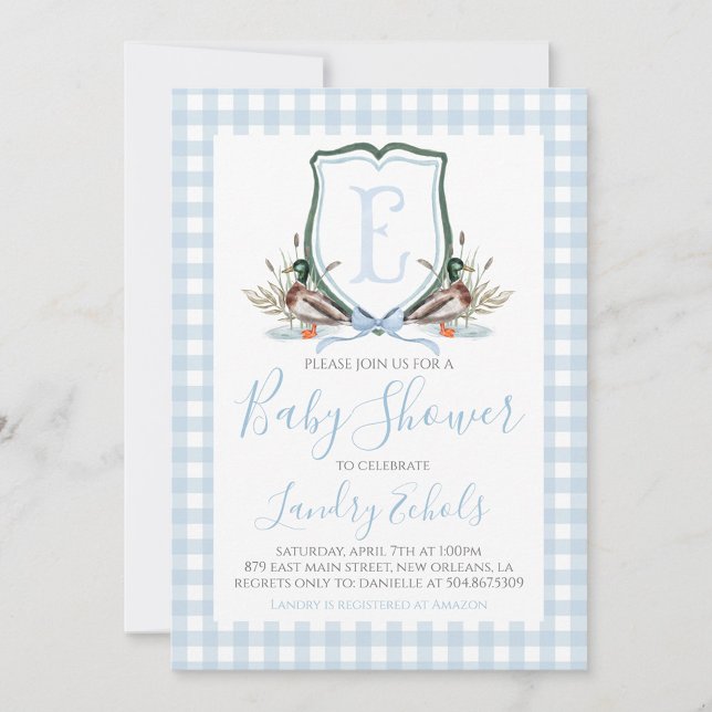 Invitation Préppy Southern Blue Boy Duck Baby shower (Créateur téléchargé)
