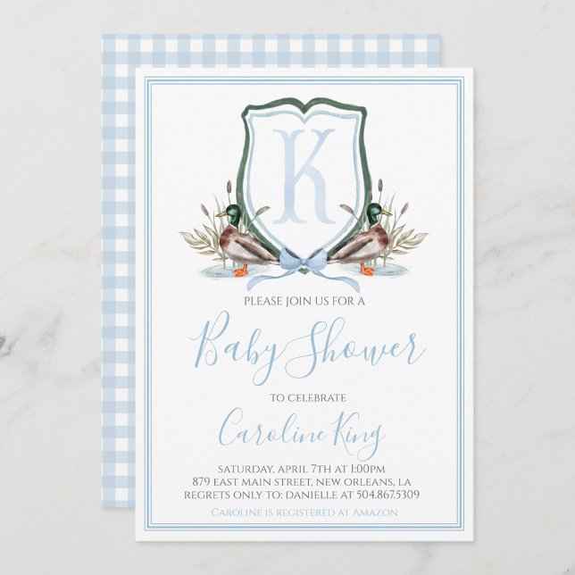 Invitation Préppy Southern Blue Boy Duck Baby shower (Créateur téléchargé)