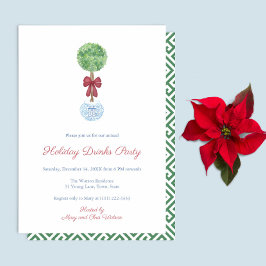 Invitation Preppy Topiary Tree Red Green Holiday Boissons Par
