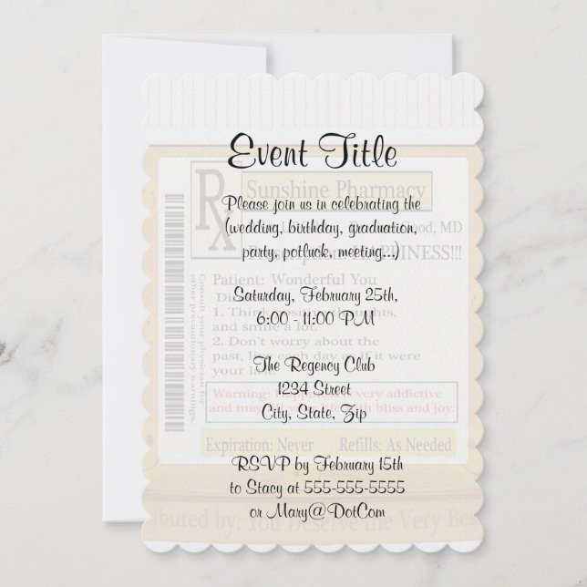 Invitation Prescription RX Funny Happy (Devant)