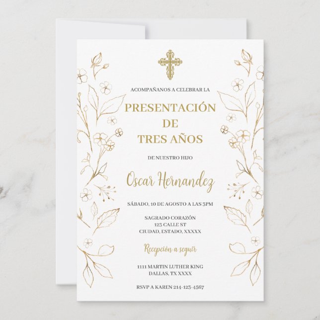 Invitation Presentación de Tres Años (Devant)
