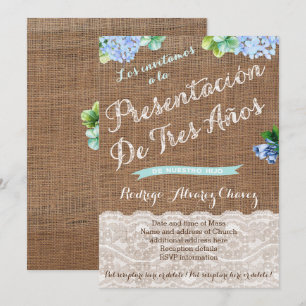 Invitation Presentación de Tres Años, de niño