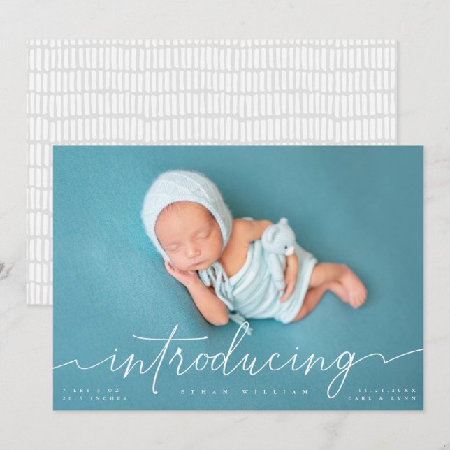 Invitation Présentation de Baby avec script blanc (Devant / Derrière)