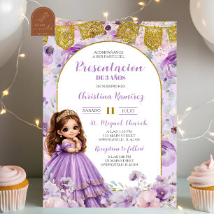 Invitation Présentation de Fille Charra Mexicaine Fleurie Vio