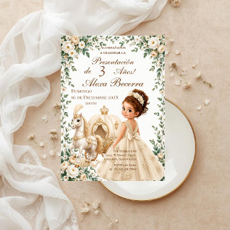 Invitation Présentation de princesse beige pour 3 ans