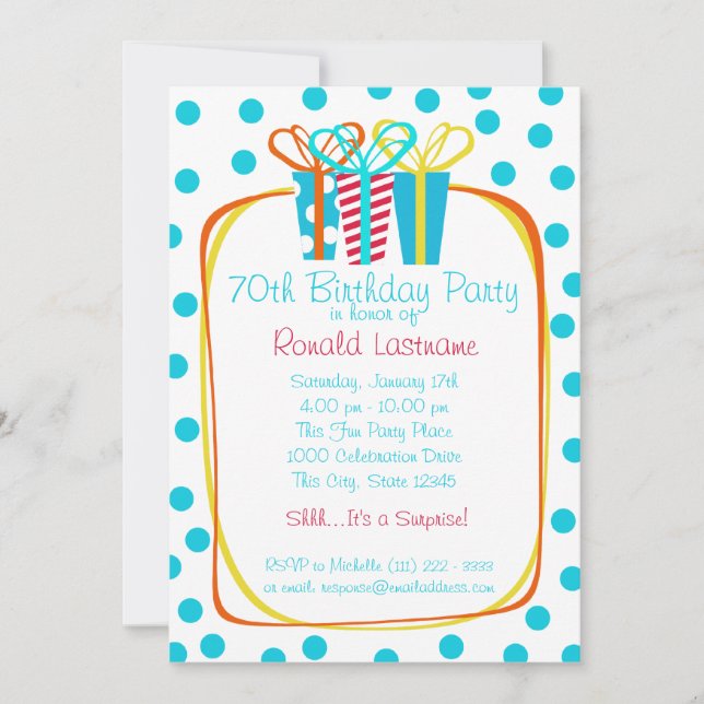 Invitation Présente la fête des cadeaux (Devant)