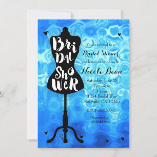 Invitation Présentoir Mannequin Vintage Rétro Bleu Baby Showe