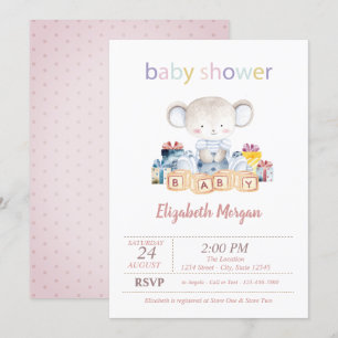Invitation Présents d'ourson Dots Baby Shower
