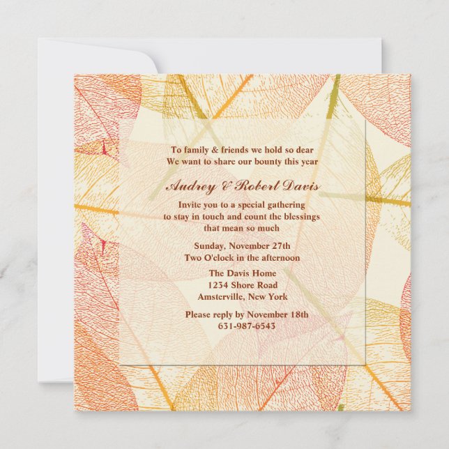 Invitation pressée de feuille (Devant)