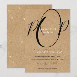 Invitation Prêt à éclore Baby Shower Script Chic Kraft Rustiq