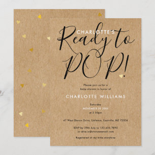 Invitation Prêt à éclore Chic Script Rustique Kraft Baby Show