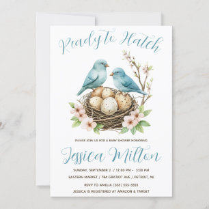 Invitation Prêt à éclore, Nid d'oiseaux, Fête de bébé Œufs