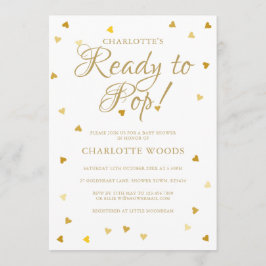 Invitation Prêt à faire de la pop Gold Hearts Baby shower / S
