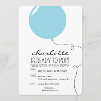 Invitation Prêt à faire Pop Blue Balloon Baby shower Invitati