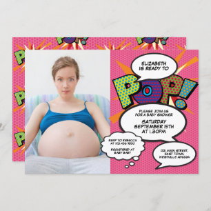 Invitation Prêt à pop Baby shower moderne fille rose photo