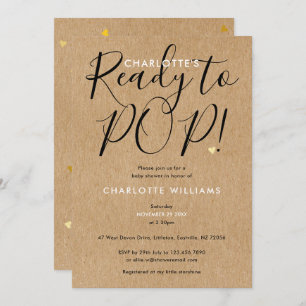 Invitation Prêt À Pop Chic Script Rustic Kraft Baby shower