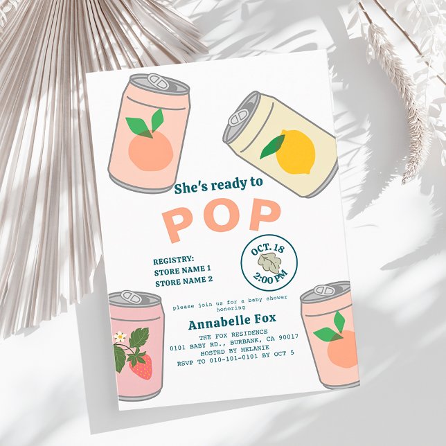 Invitation Prêt à pop soda Pop Cans Pink Girl Baby shower (Créateur téléchargé)