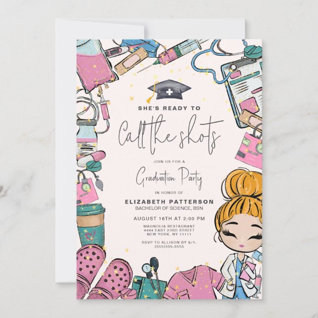 Invitation Prêt à téléphoner à la fête de graduation des infi (Devant)