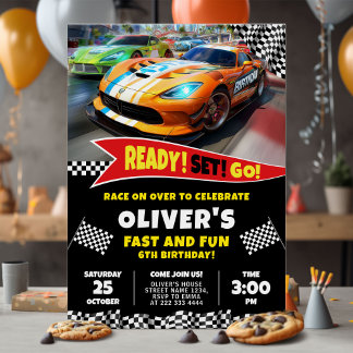 Invitation Prêt Partir Course Voiture Anniversaire