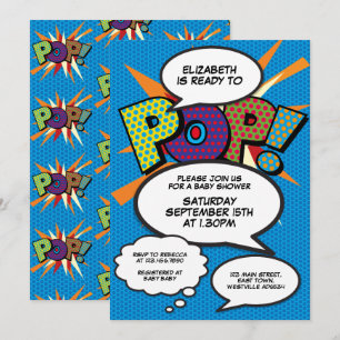 Invitation Prêt pour la pop Baby shower Modern Boy Blue