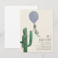 Prêt pour la pop Balloon Cactus Baby shower bleu