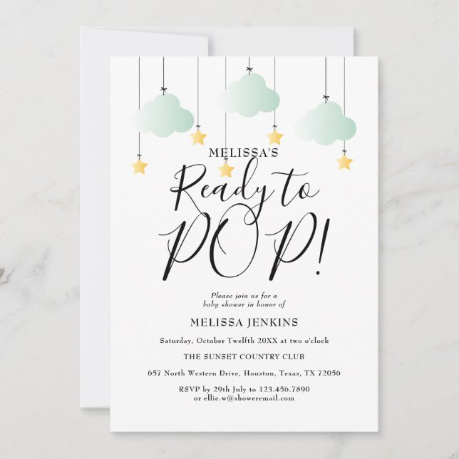 Invitation Prêt pour la Pop Twinkle Twinkle Baby shower neutr (Devant)