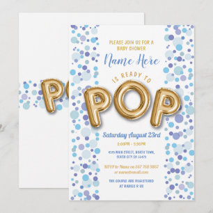 Invitation Prêt pour POP Boy Baby shower Gold & Blue Invitati