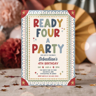 Invitation Prêt pour une fête garçon capricieux 4ème annivers