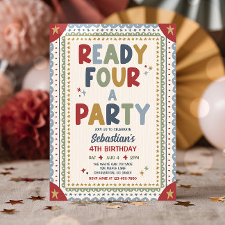 Invitation Prêt pour une fête garçon capricieux 4ème annivers
