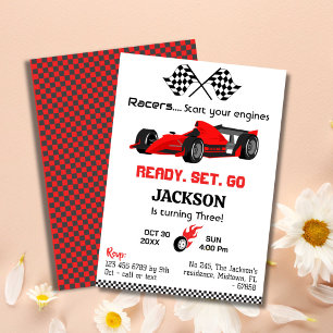 Invitation Prêt set aller rouge voiture de course moderne 3e