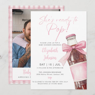 Invitation Prête à éclater Bouteille de soda rose Baby Shower