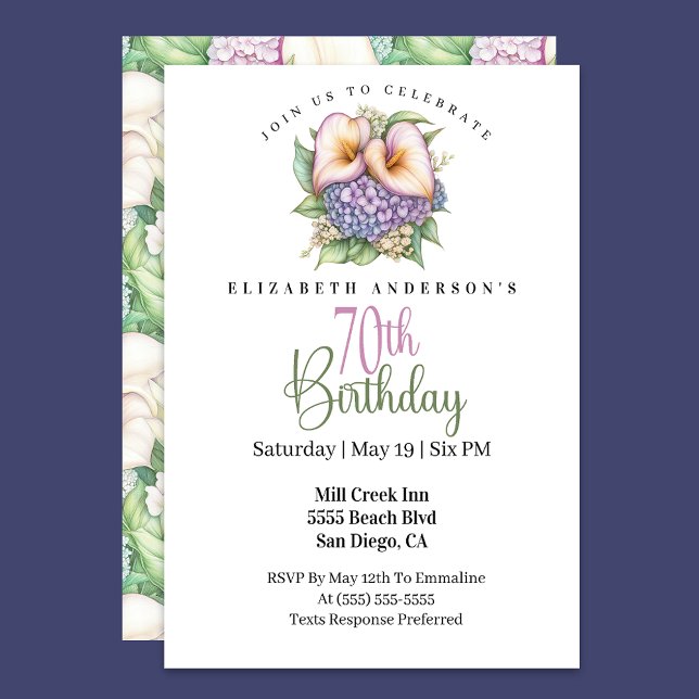 Invitation Pretty Pastel Calla Lily 70th Birthday (Créateur téléchargé)