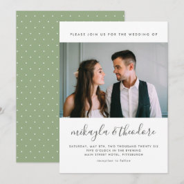Invitation Pretty Script Green Dot Imprimer Mariage photo