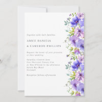Pretty Violet Flowers Border Wedding Invite