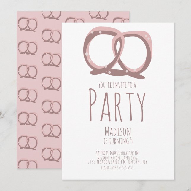 Invitation Pretzel salé Twist Anniversaire (Devant / Derrière)