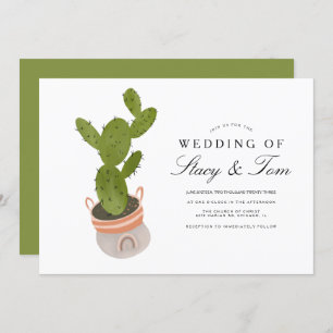 Invitation Prickly Pear Cactus Mariage à main tiré