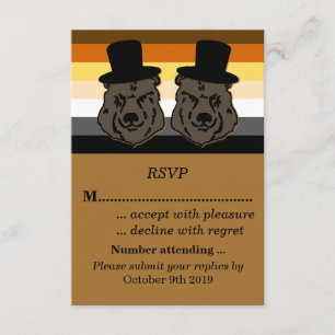 Invitation Pride d'ours mariage RSVP pour les gays