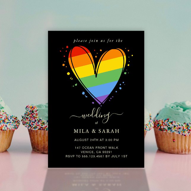 Invitation Pride Rainbow LGBTQ Mariage cardiaque (Créateur téléchargé)