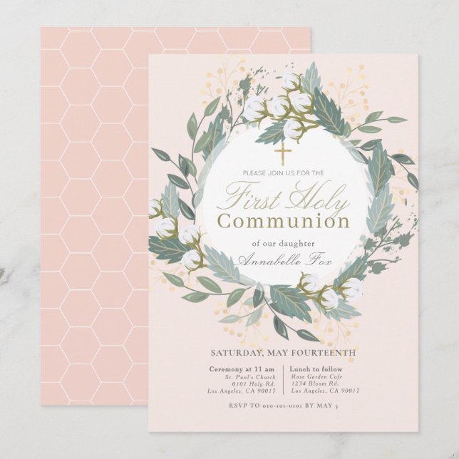 Invitation Prière de la première communion sainte de la couro (Devant / Derrière)