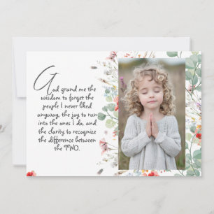 Invitation Prière de Sagesse Personnalisée avec Photo, Nom. .